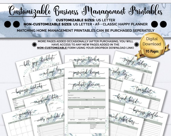 customizable business planner printables