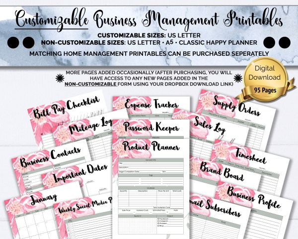 customizable business planner printables