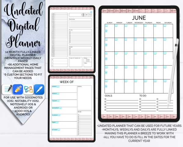 undated digital planner product image