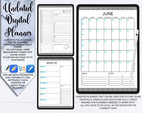 undated digital planner product image