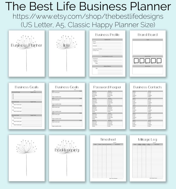 customizable business planner printables