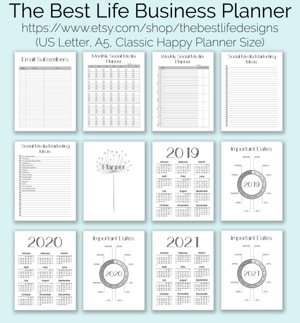 customizable business planner printables