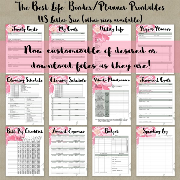 customizable home management planner printables product image